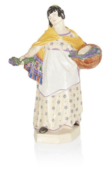 Charles Vyse (1882-1971) for Chelsea Pottery, ‘Lavender Girl’ figure, 1922, Glazed earthenware, Underside with painted date, CV monogram, and 'CHELSEA', 21.5 cm high