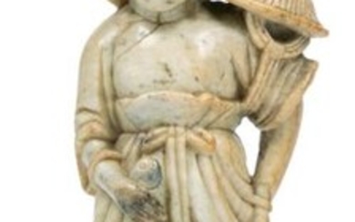Chine, XVIII-XIXe Pêcheuse Pierre dure sculptée...