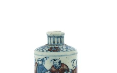 Chinese Blue & Red Underglaze Snuff Bottle,19th Century
