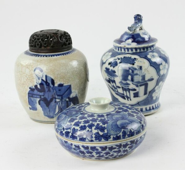 Chinese Blue and White Jars and Box