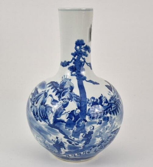 Chinese Blue & White Porcelain Figural Vase - a