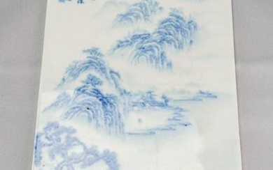 Chinese Blue & White Porcelain Plaque Mountain