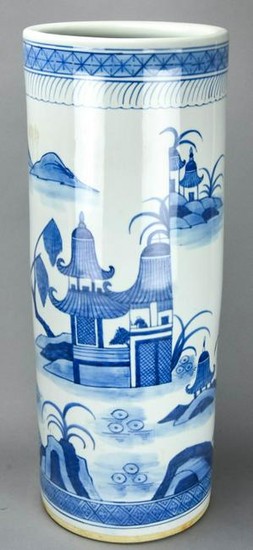 Chinese Blue & White Porcelain Umbrella Stand