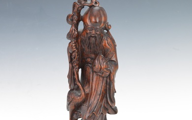 Chinese Carved Wood Longevity Shou Lao