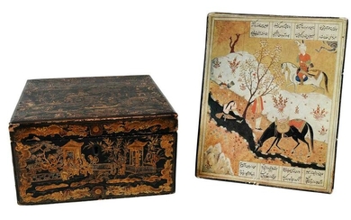 Chinese Export Chess Set in Gilt and Lacquered Case