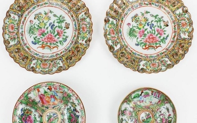 Chinese Famille Rose Canton Plates, Bowls