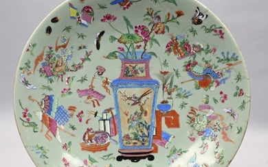 Chinese Porcelain Famille Rose Celadon Charger