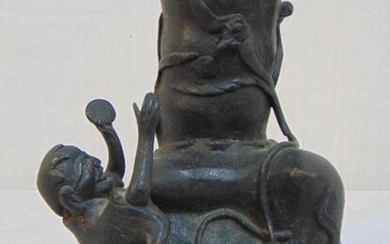 Chinese bronze, Ming Dynasty, "Shaking the Money Tree"