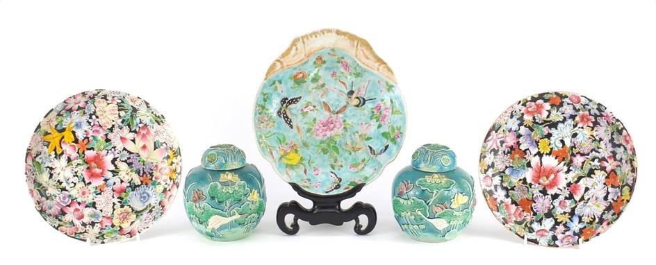 Chinese porcelain including two ginger jars with covers, two...