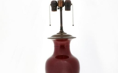 Chinese sang de boeuf glazed porcelain vase lamp