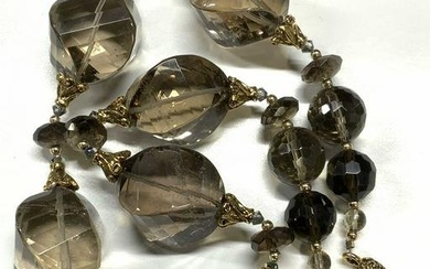 Chunky Faceted Smokey Quartz Necklace