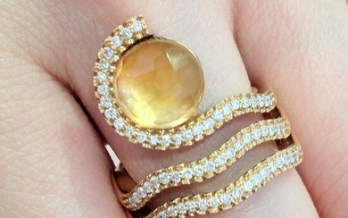 Citrine and Diamond Wrap Ring in 18k Yellow Gold