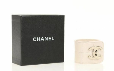 Classic Chanel Logo Leather Cuff Bracelet