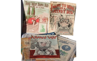 Collection of Motoring-Themed Sheet Music with Motoring Graphics