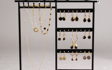 Collection of jewelery with black onyx and smoky topaz