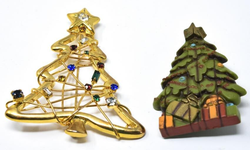 Costume Jewelry Vintage Christmas Tree Brooch Pins