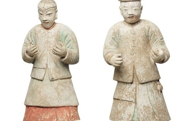 Couple of dignitaries. White terracotta with traces of...