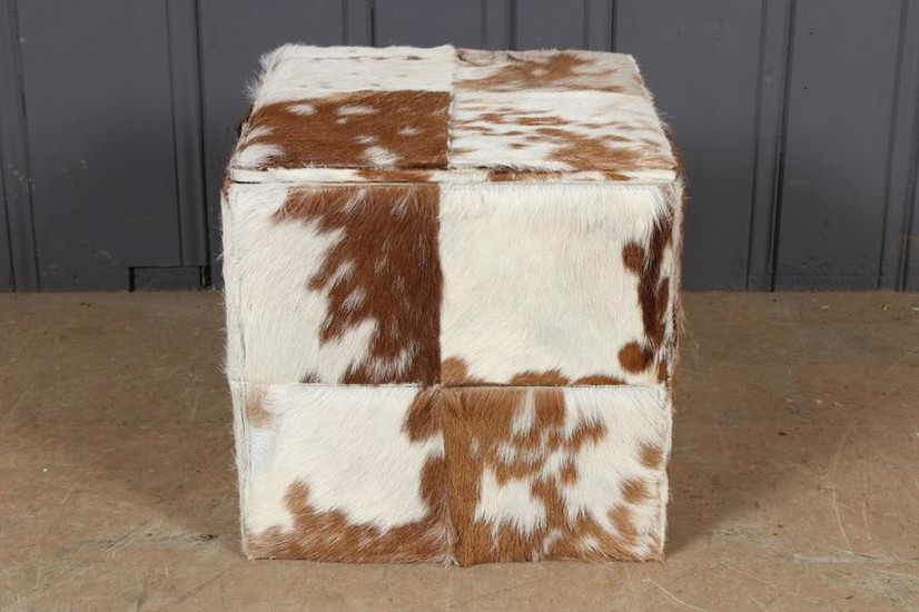 Cow Hide Cube Stool