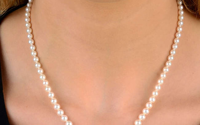 Cultured pearl necklace, 18ct gold clasp, Mikimoto