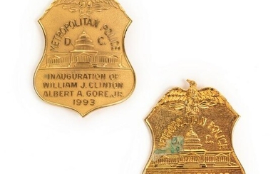 D.C. Police Reagan & Clinton Inaugural Gold Badges