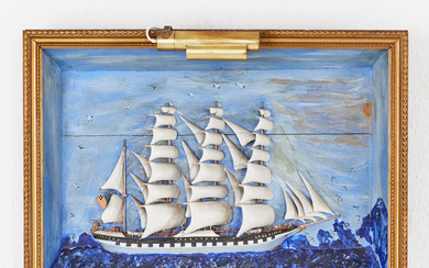 DIORAMA, early 20th century, depicting the four-masted steel barque “Lord Ripon”.
