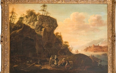 DUTCH SCHOOL S. XVII-XVIII "Landscape with shepherds" Oil on board. Measurements: 106 x 72 cm. Exit: 2000 euros. (332.772 Ptas.)