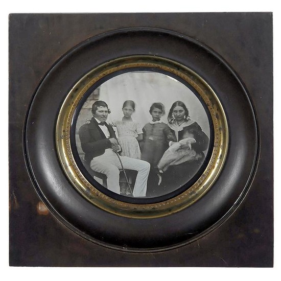 Daguerreotype of a Family with Three Children, c. 1850