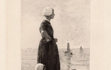 David Adolphe Constant Artz A Fisherman's Wife etching signed