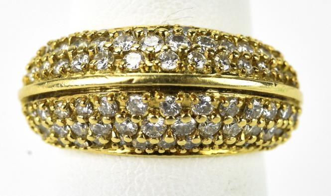 Designer 14k Yellow Gold & Diamond Pave Ring