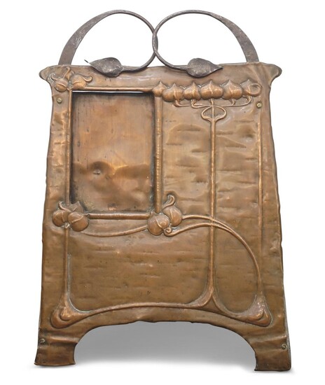 Designer Unknown, Arts and Crafts screen with insert pocket, circa 1900, Copper and wrought iron, Unmarked, 71cm x 50cm