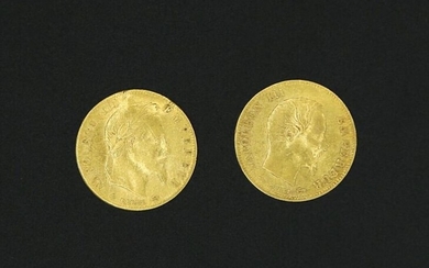 * Deux pièces de 5 Francs or Napoléon III - 1858 A / 1862 - 3.17 g