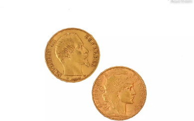 Deux pièces en or 20 Francs