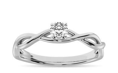 Diamond 1/4 Ct.Tw. Twist Shank Solitaire Engagement Ring in 14K White Gold