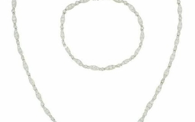 Diamond 18k White Gold NECKLACE BRACELET 8.75 carats
