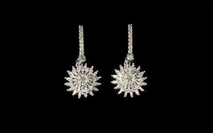 Diamond 'Sunflower' Drop Earrings, each earring having a 'su...
