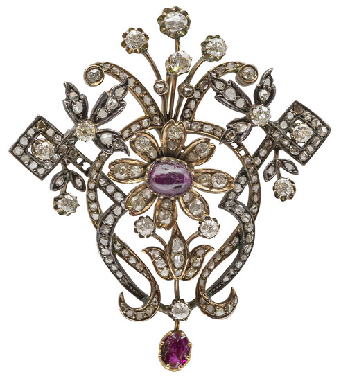 Diamond and rubies pendant