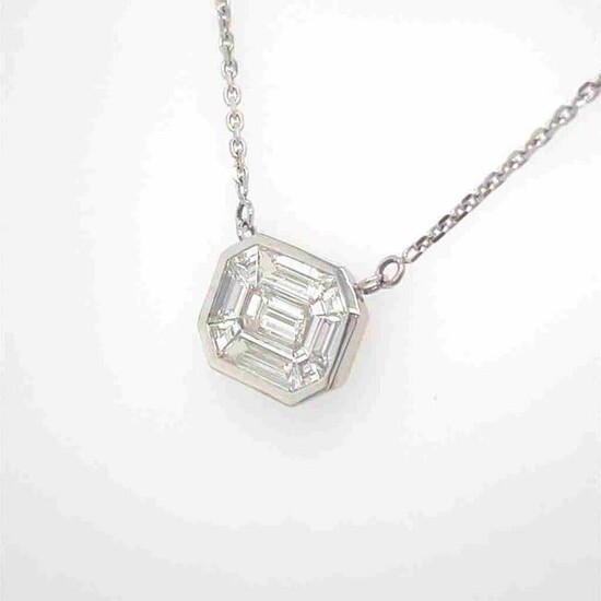 Diamonds Necklace 14k white gold 2.24g diamonds 0.80ct
