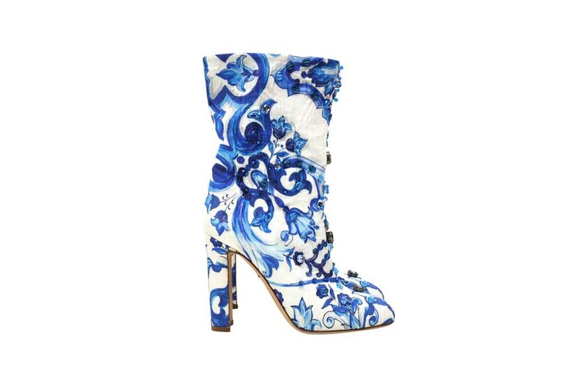 Dolce & Gabbana Majolica Print Boot - Size 37.5