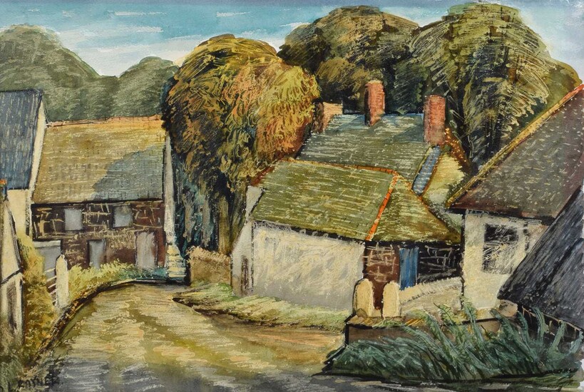 § Donald Lewis Rayner R.B.A., R.I., F.R.S.A. (British 1907-1977) "Road to Porthallow, Cornwall"