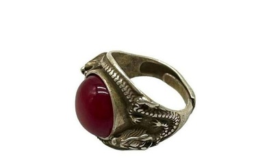Double Dragon Red Gem Ring