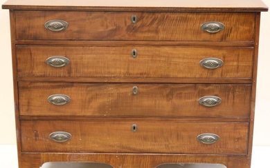 EARLY 19TH CENTURY TIGER MAPLE FOUR DRAWER