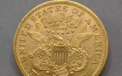 ETATS-UNIS Une pièce de 20 Dollars or, 1870 Toutes les pièces d'or sont conservées au...