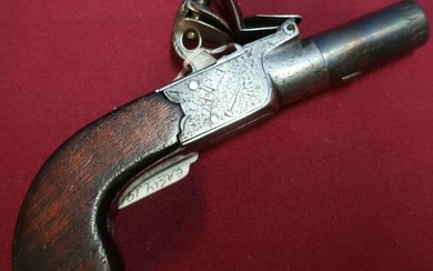 Early 19th C flintlock pocket pistol with 1 1/2...