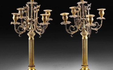Early Brass Candelabras (from Mantle Garniture)