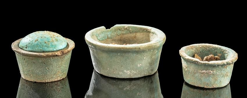 Egyptian 26th Dynasty Faience Jars (Group of 3)
