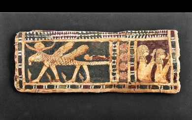 Egyptian Cartonnage Gess-Lined Panel w/ Criosphinx