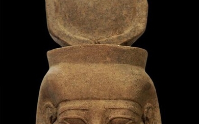Egyptian Red quartzite head of Hathor