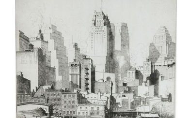 Ernest ROTH: Lower Manhattan Skyline - Etching