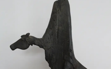 Evert den Hartog - Gepatineerd bronzen beeld: "Stokpaardje - 1995