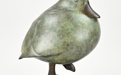 Evert den Hartog Liesveld 1949. Bronze duck on black marble base. Number 3 of 4....